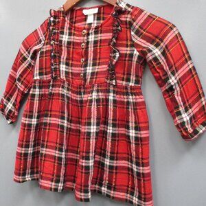 Cat & Jack Girls Dress Size 2T Red With Multicolor Checks Cotton Blend Dress